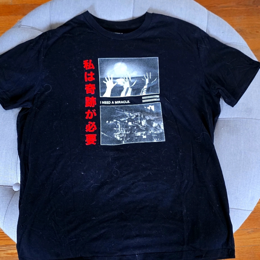 Forever 21 "I NEED A MIRACLE." Black and Red Tee